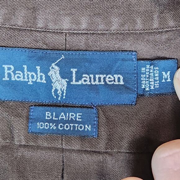 Ralph Lauren Button Up Shirt Mens Large-Tall Med brown Solid western casual - Picture 3 of 7